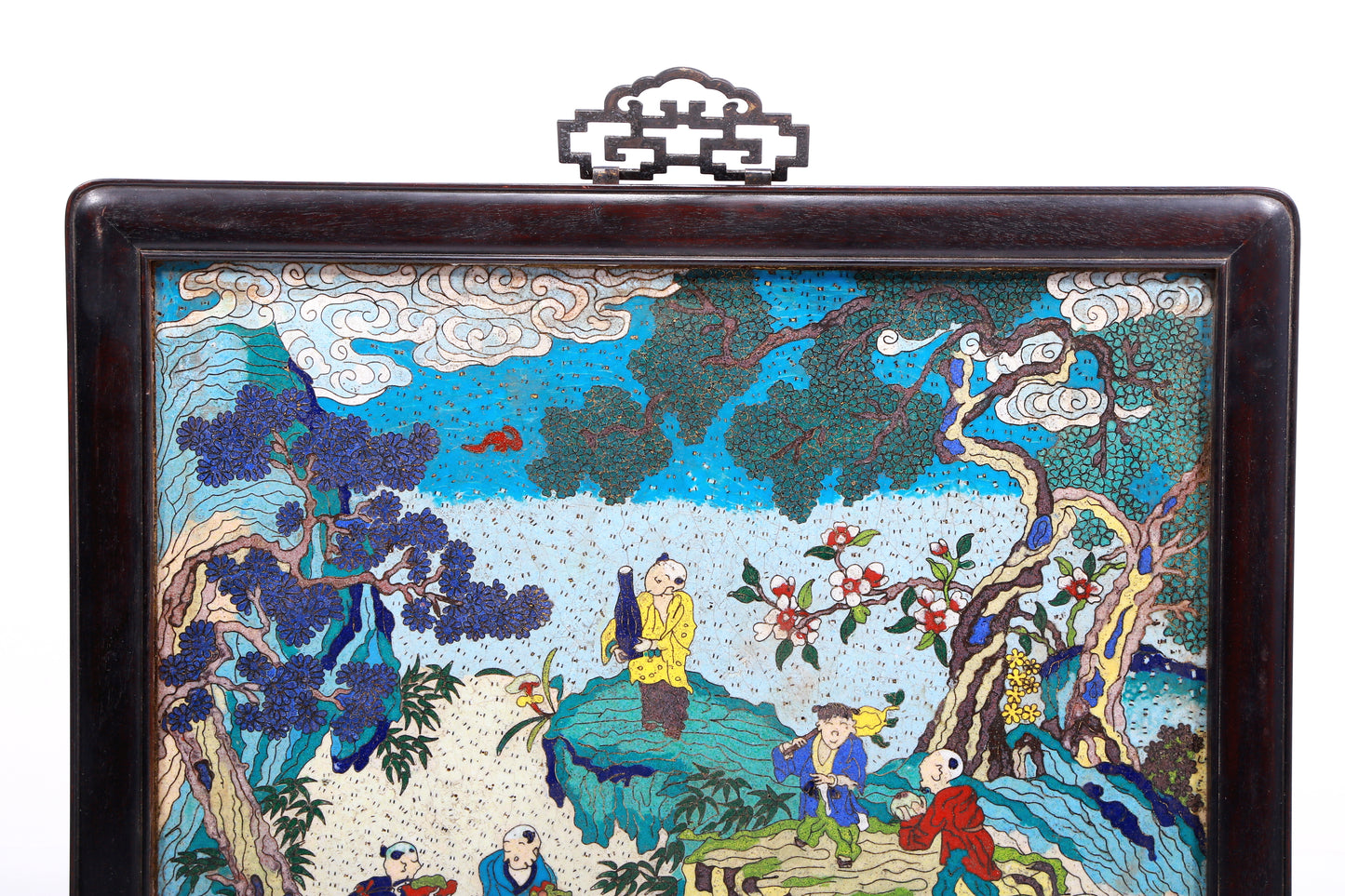 A Precious Cloisonne 'Figure& Landscape' Hanging Screen