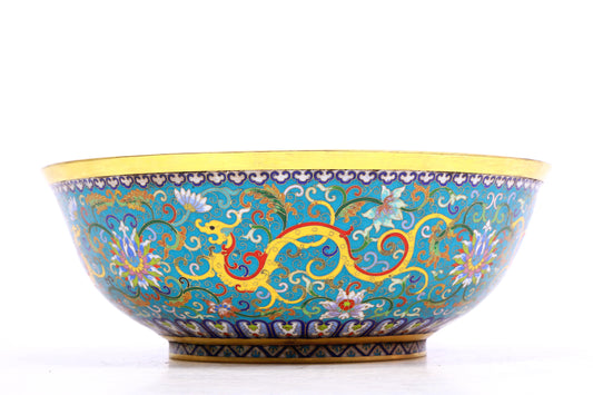 A Gorgeous Cloisonne 'Chi-Dragon& Scrolling Lotus' Bowl