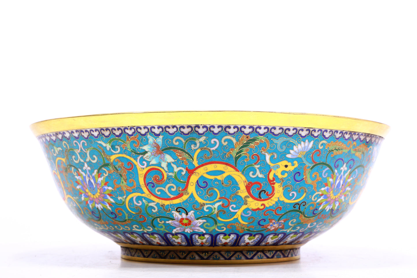 A Gorgeous Cloisonne 'Chi-Dragon& Scrolling Lotus' Bowl