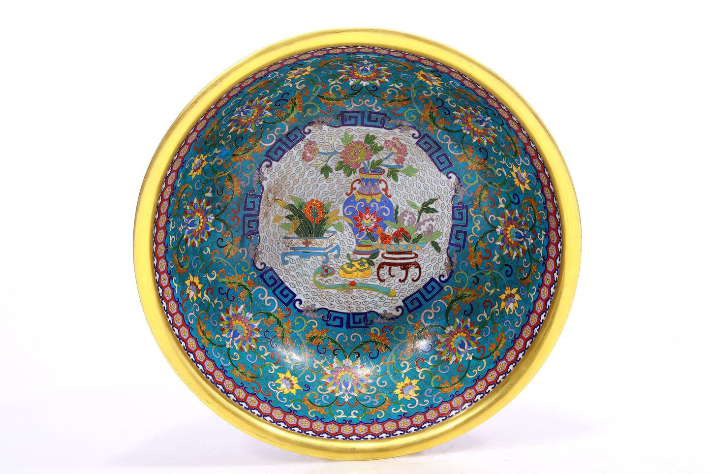 A Gorgeous Cloisonne 'Chi-Dragon& Scrolling Lotus' Bowl