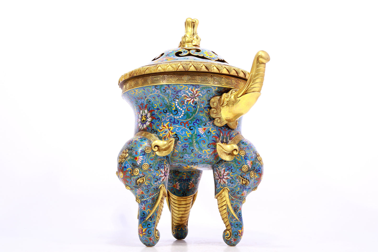 A Fabulous Cloisonne 'Scrolling Lotus' Censer And Cover