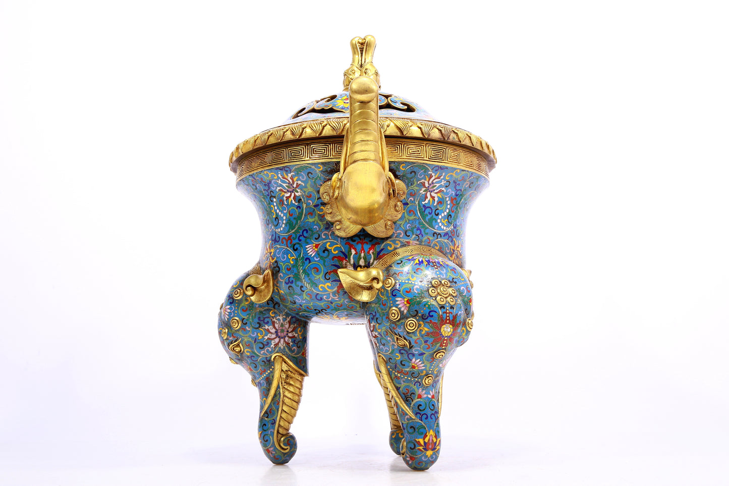 A Fabulous Cloisonne 'Scrolling Lotus' Censer And Cover