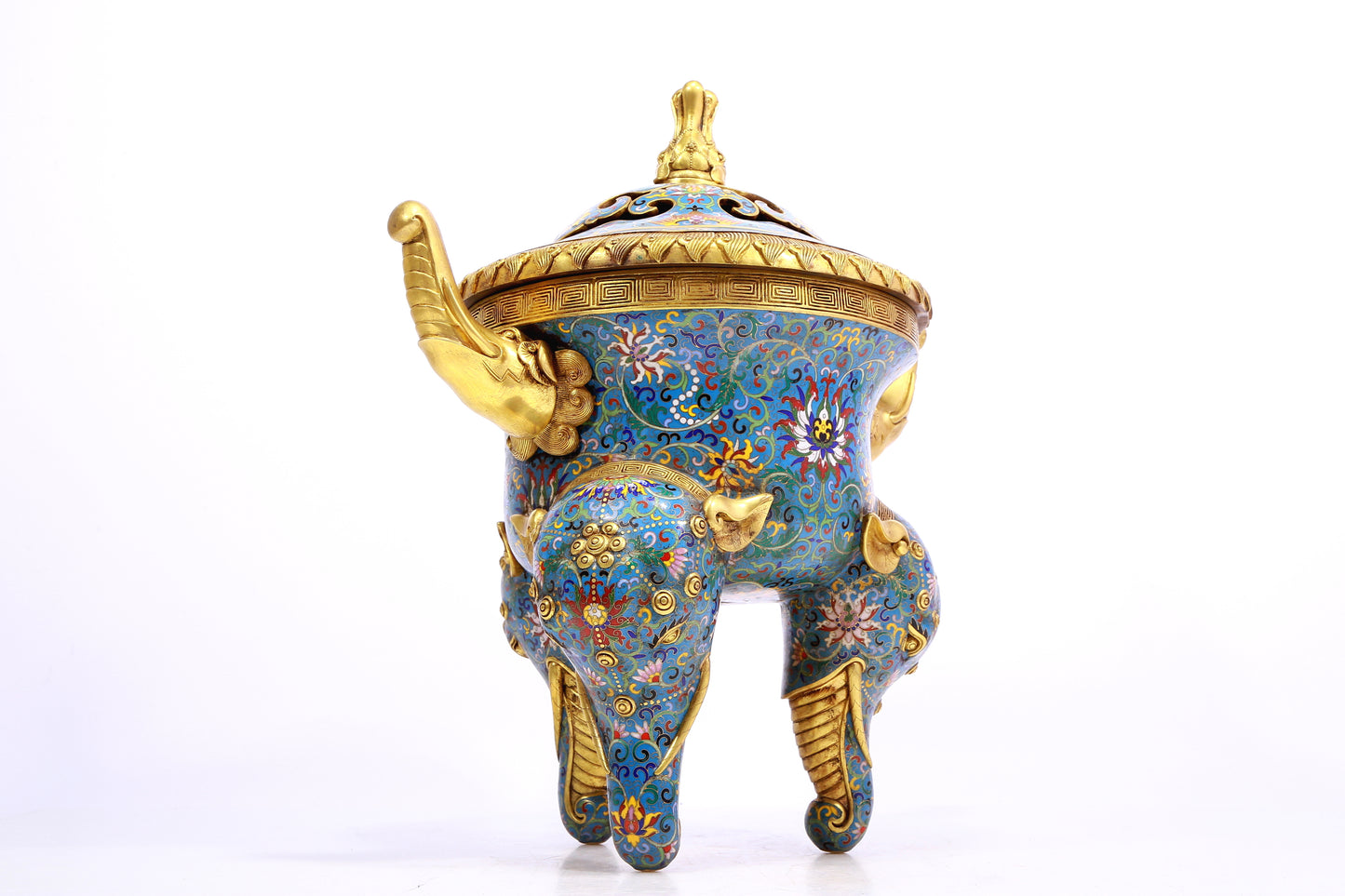 A Fabulous Cloisonne 'Scrolling Lotus' Censer And Cover