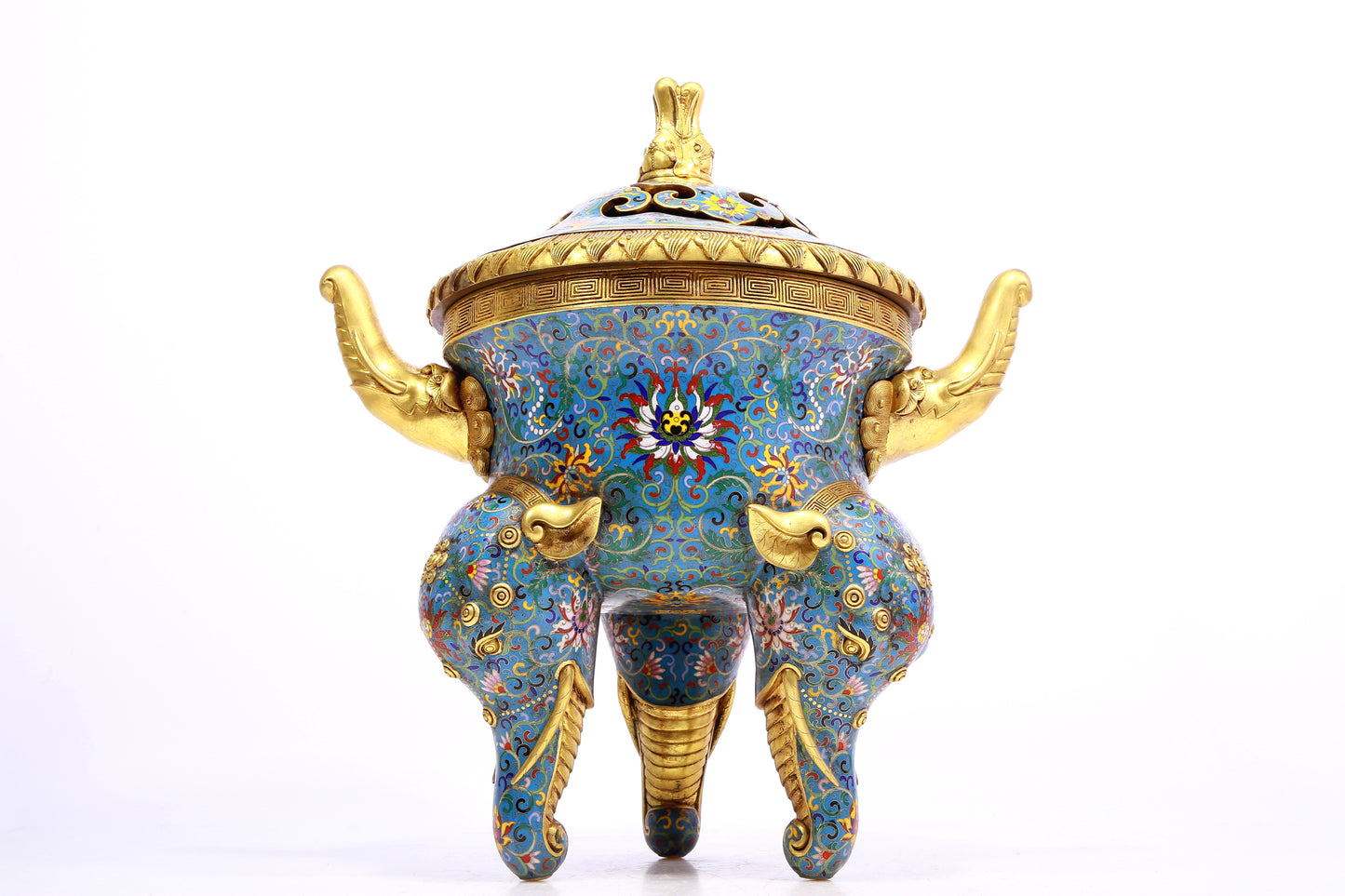 A Fabulous Cloisonne 'Scrolling Lotus' Censer And Cover