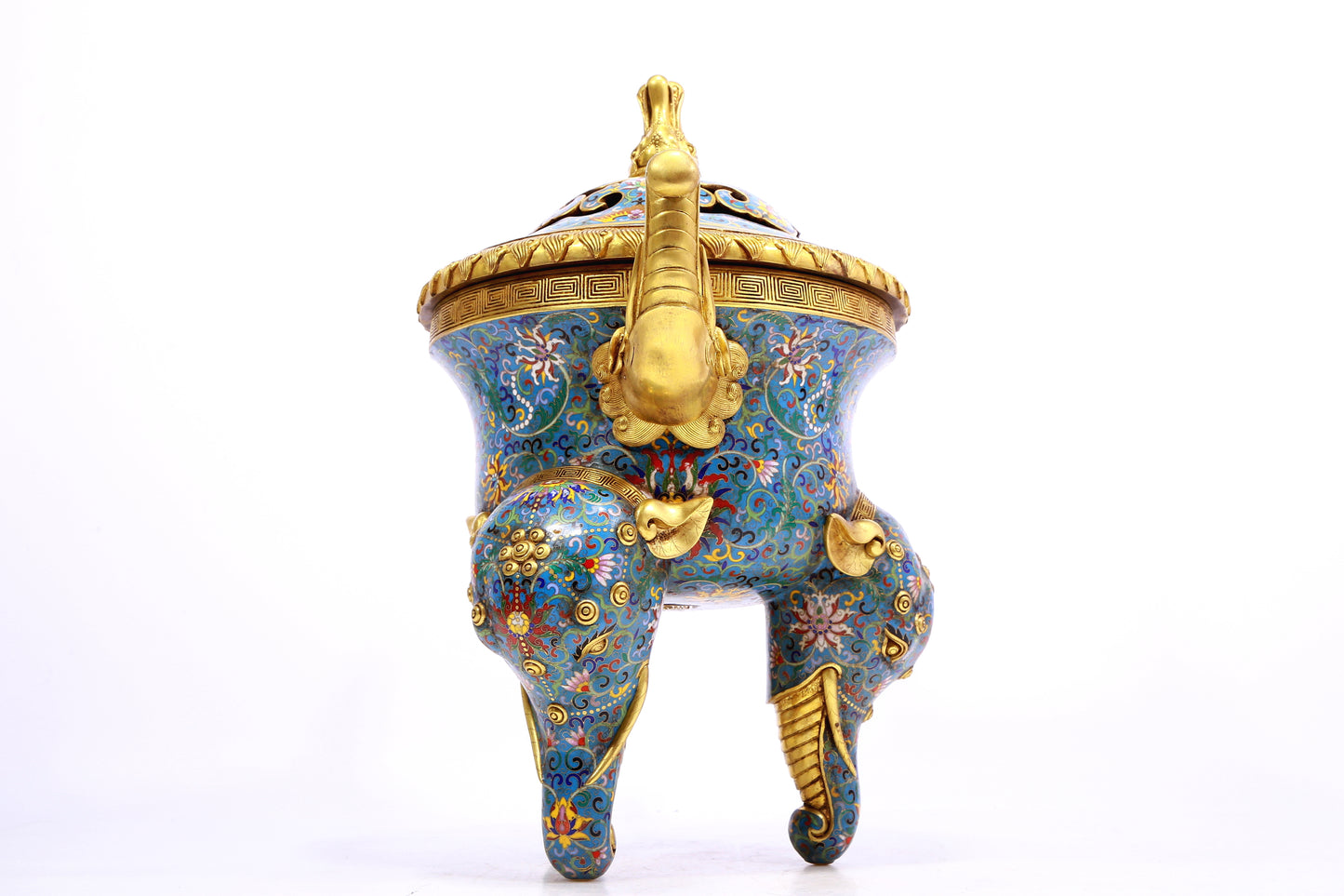 A Fabulous Cloisonne 'Scrolling Lotus' Censer And Cover