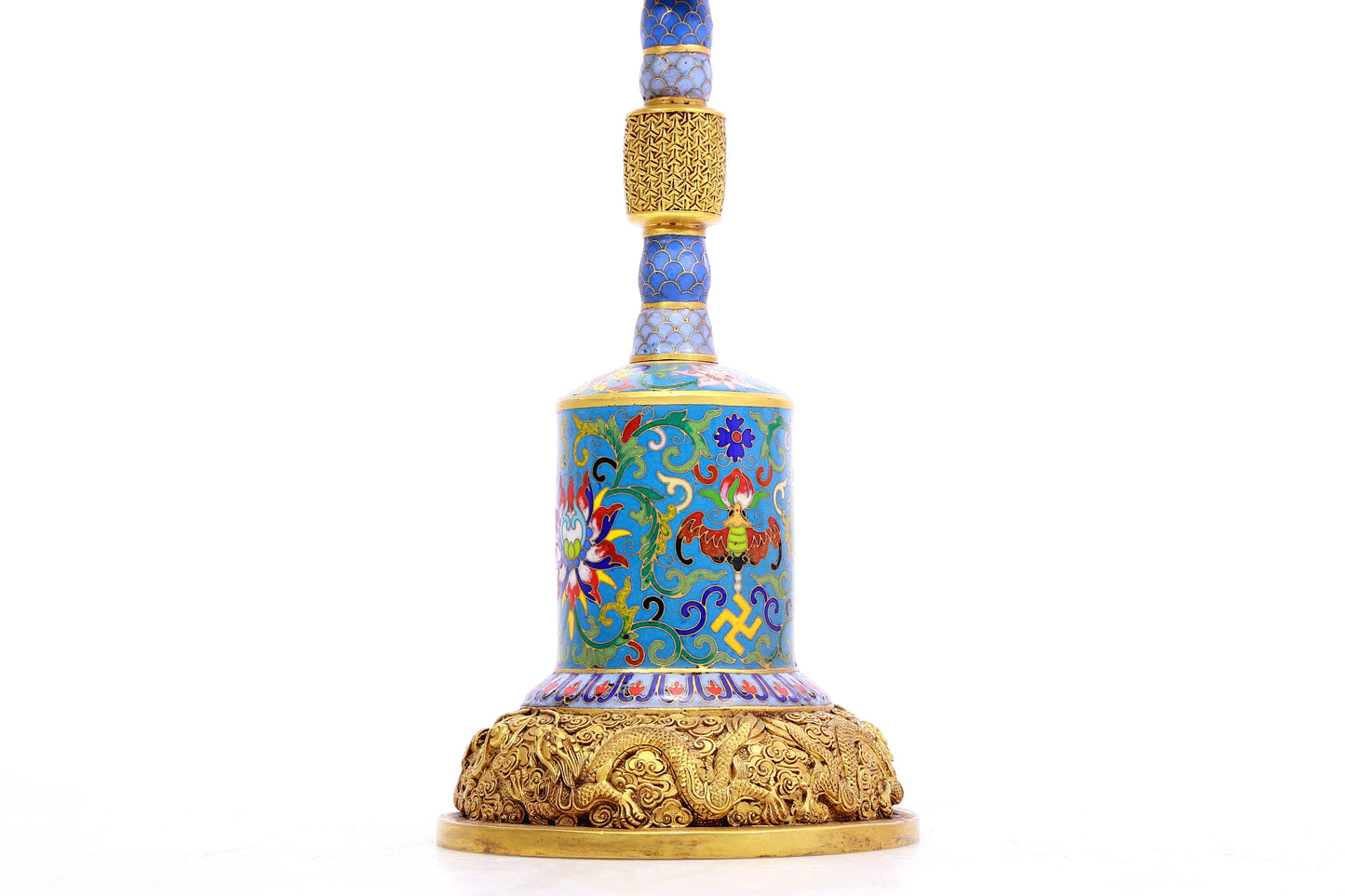 A Pair of Cloisonne 'Auspicious Cloud, Dragon, Phoenix' Cap Stand