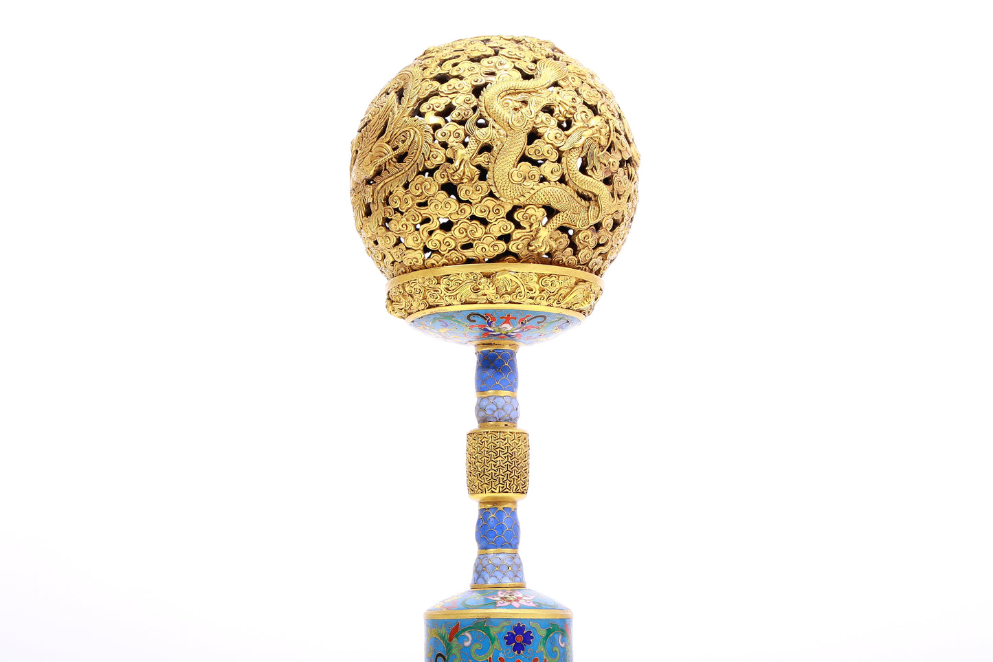 A Pair of Cloisonne 'Auspicious Cloud, Dragon, Phoenix' Cap Stand