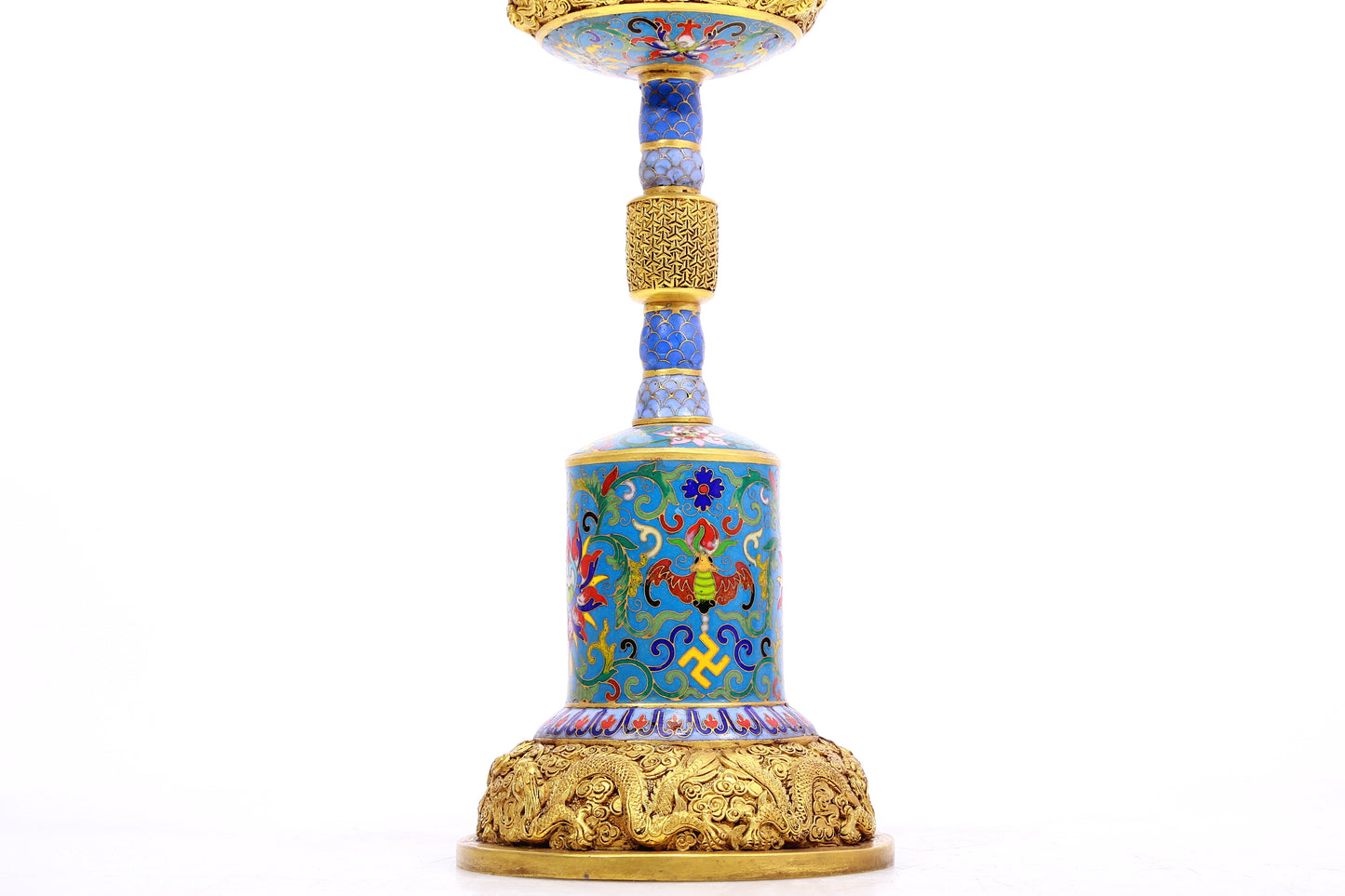 A Pair of Cloisonne 'Auspicious Cloud, Dragon, Phoenix' Cap Stand