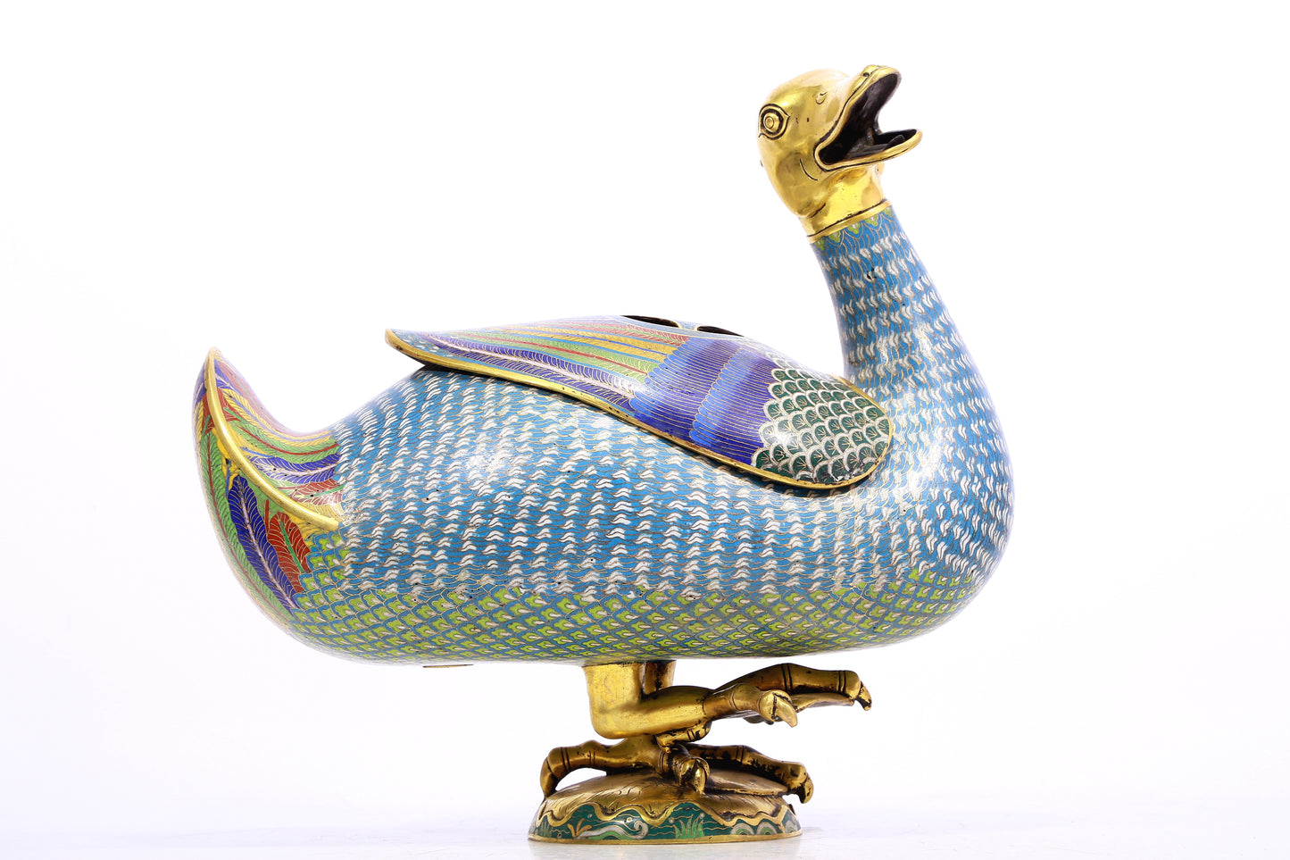 A Wonderful Cloisonne Duck-Form Censer