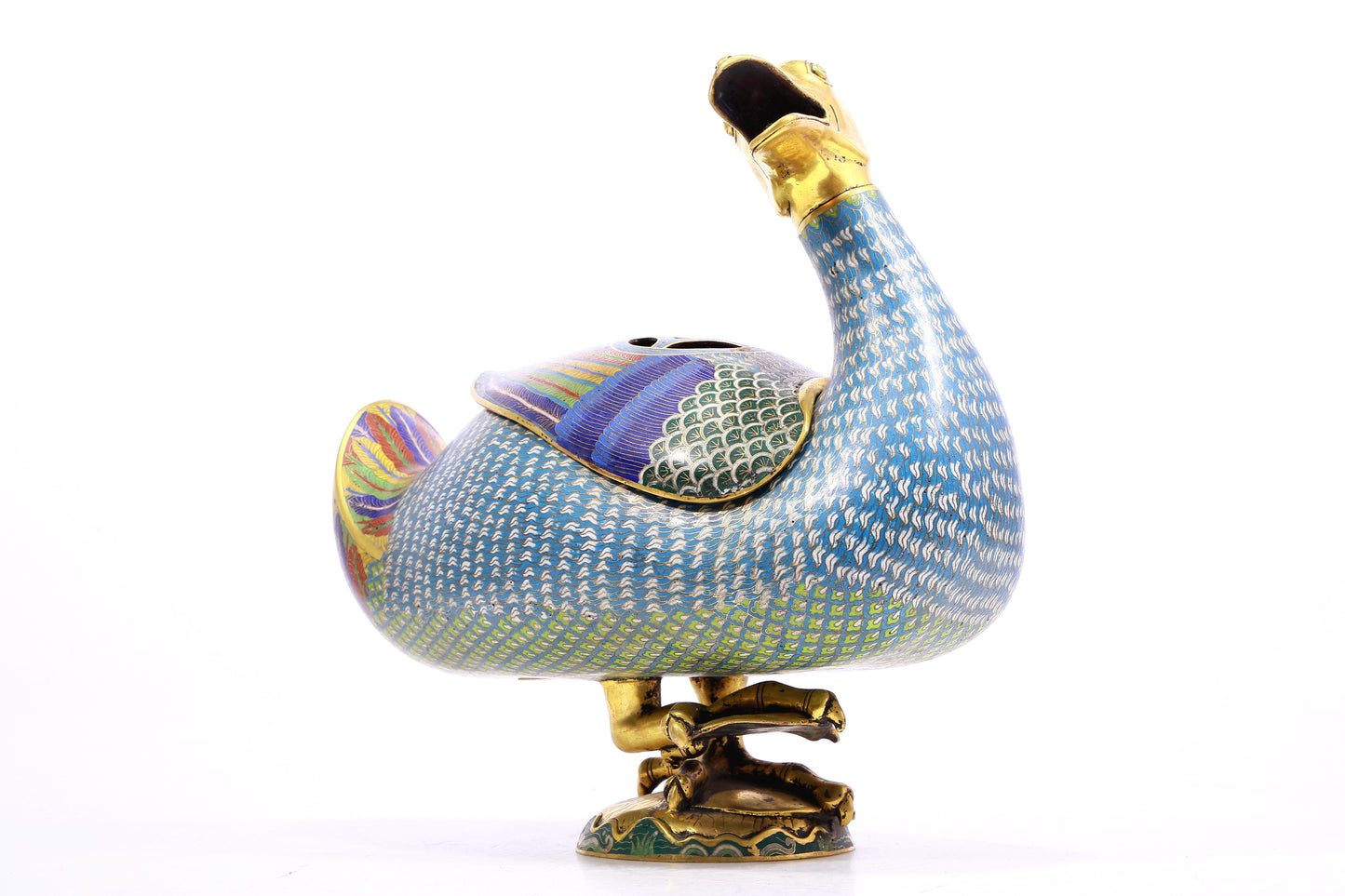 A Wonderful Cloisonne Duck-Form Censer