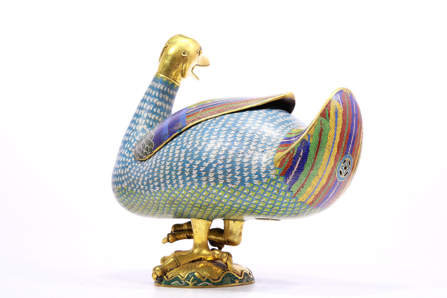 A Wonderful Cloisonne Duck-Form Censer