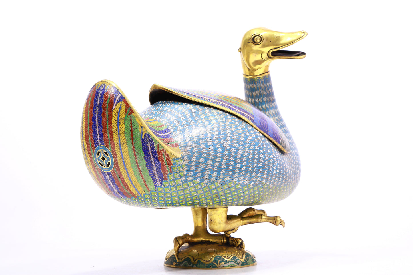 A Wonderful Cloisonne Duck-Form Censer