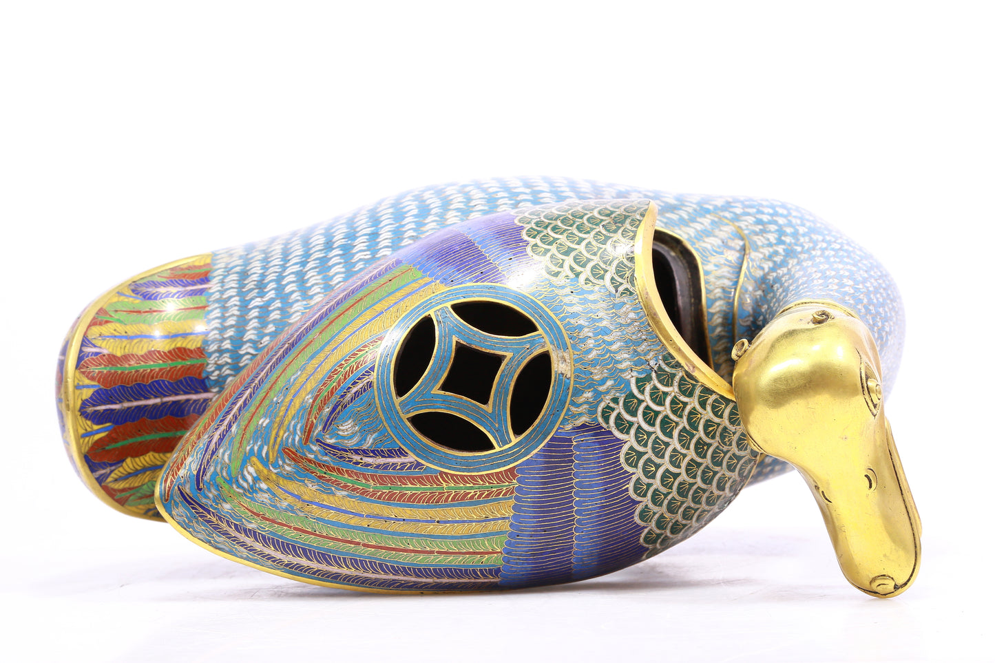 A Wonderful Cloisonne Duck-Form Censer