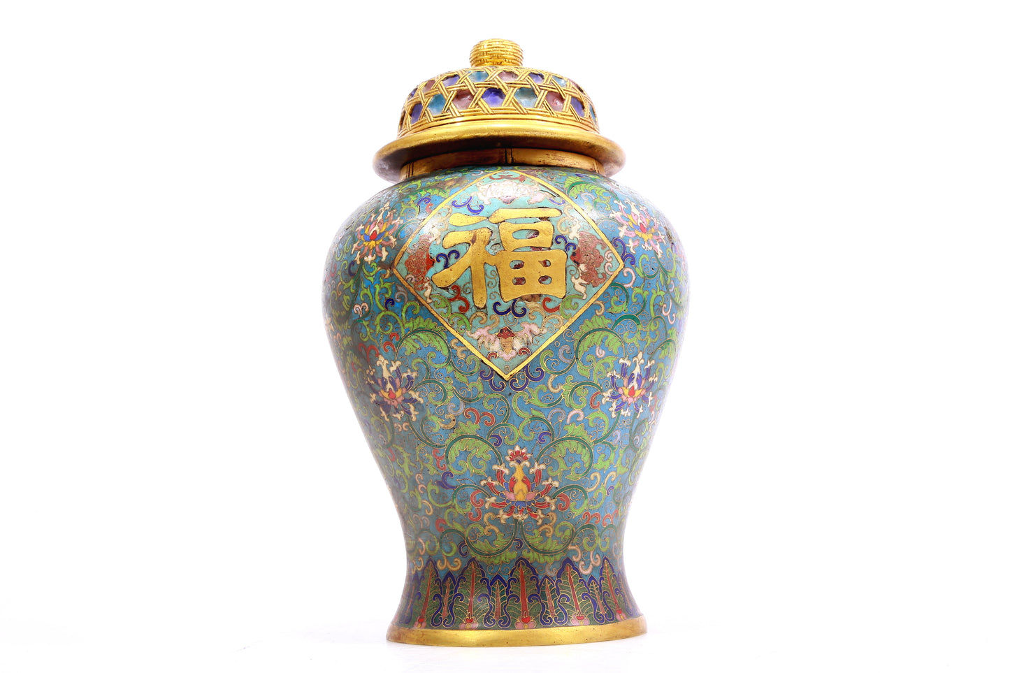 A Precious Cloisonne 'Scrolling Lotus' Vase And Cover