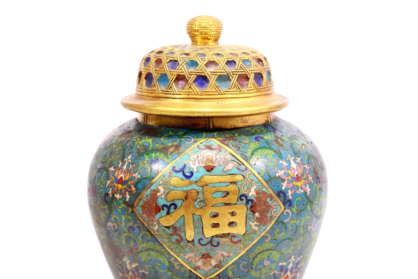 A Precious Cloisonne 'Scrolling Lotus' Vase And Cover