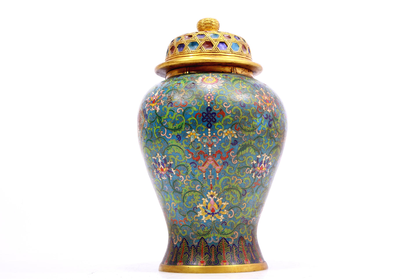 A Precious Cloisonne 'Scrolling Lotus' Vase And Cover