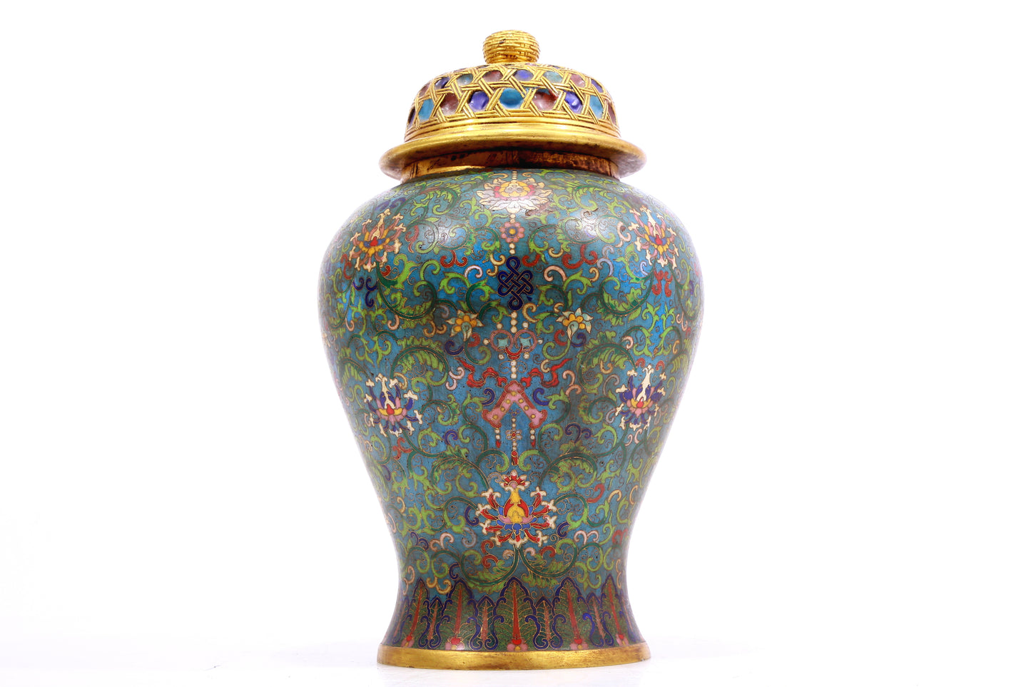 A Precious Cloisonne 'Scrolling Lotus' Vase And Cover