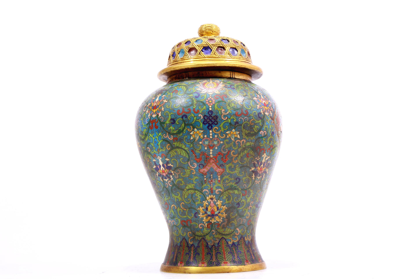 A Precious Cloisonne 'Scrolling Lotus' Vase And Cover