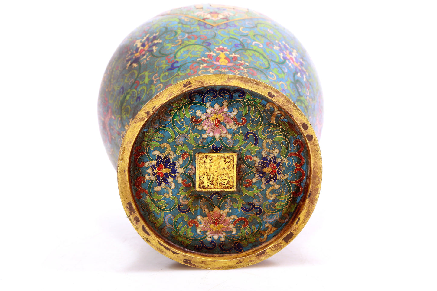 A Precious Cloisonne 'Scrolling Lotus' Vase And Cover