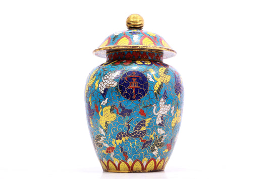 A Gorgeous Cloisonne 'Crane& Auspicious Cloud' Jar And Cover