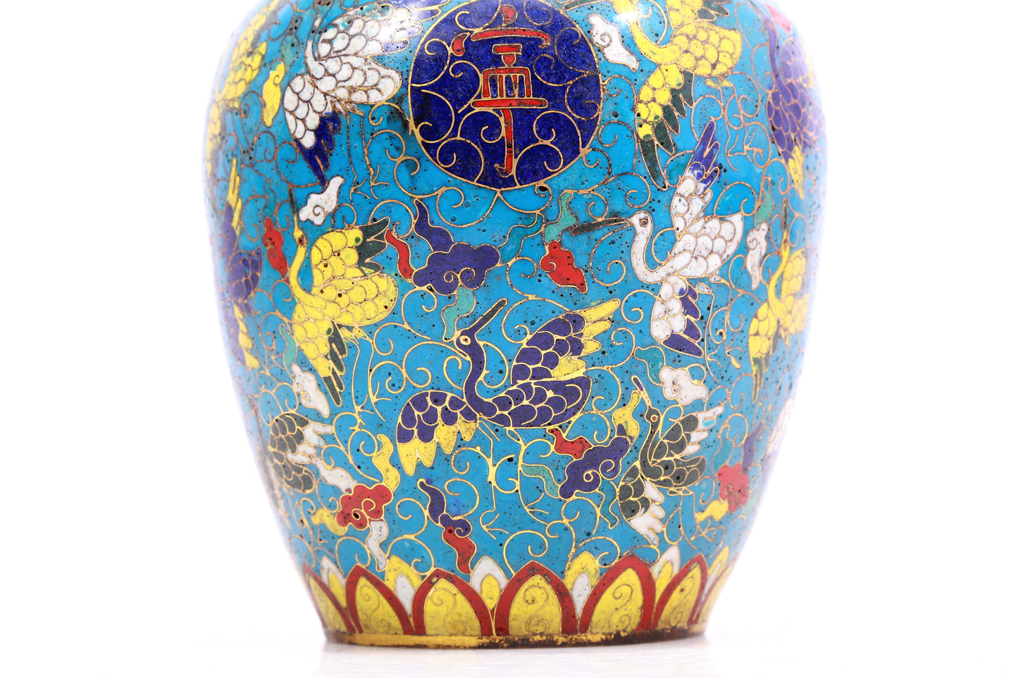 A Gorgeous Cloisonne 'Crane& Auspicious Cloud' Jar And Cover