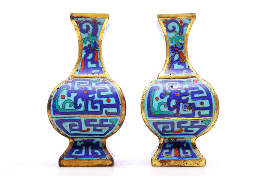 A Wonderful Pair Of Cloisonne 'Dragon' Vases