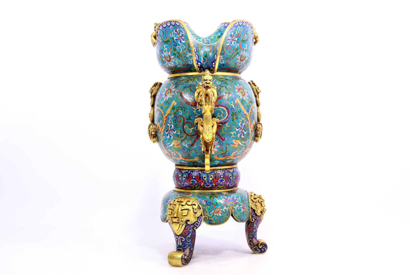 A cloisonné 'Twinkle lotus and Chilong' pattern three-legged ewer