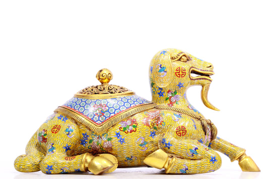 A Fabulous Cloisonne Ram-Form Censer