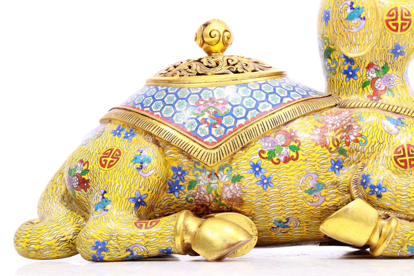 A Fabulous Cloisonne Ram-Form Censer