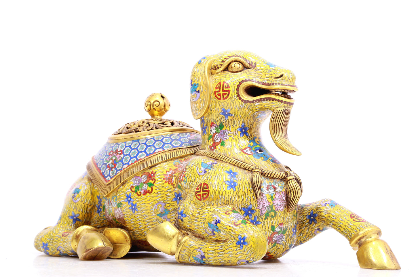 A Fabulous Cloisonne Ram-Form Censer