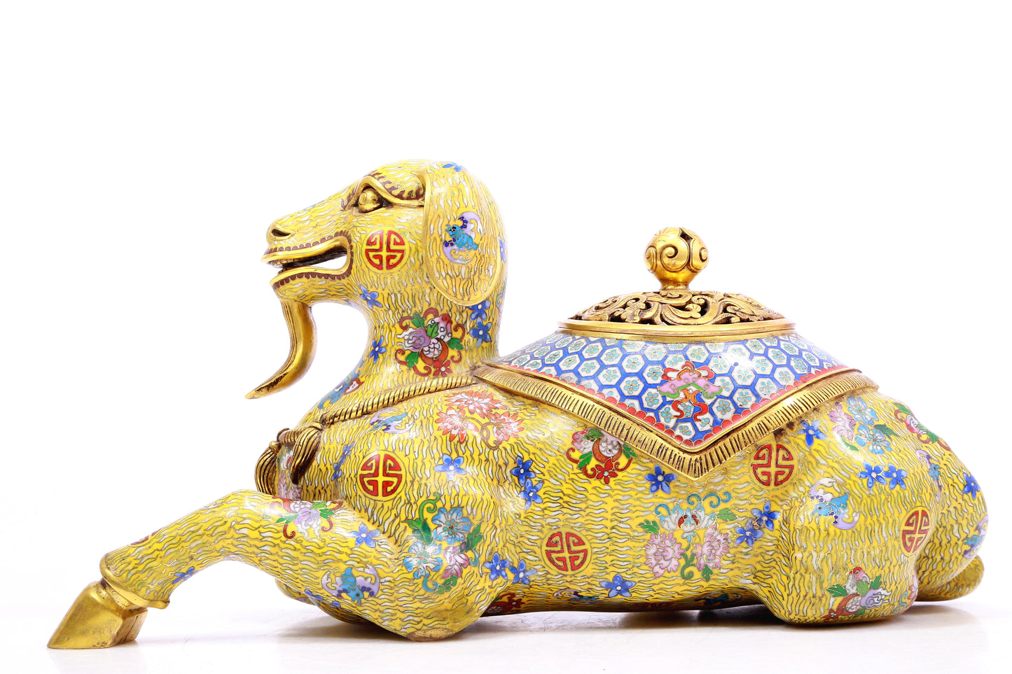 A Fabulous Cloisonne Ram-Form Censer