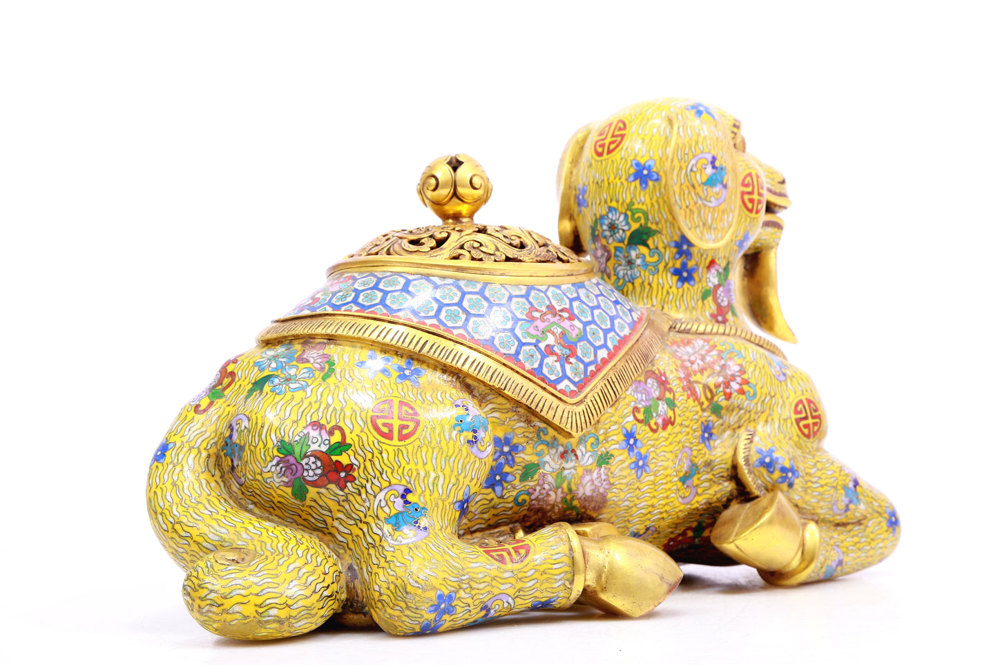 A Fabulous Cloisonne Ram-Form Censer