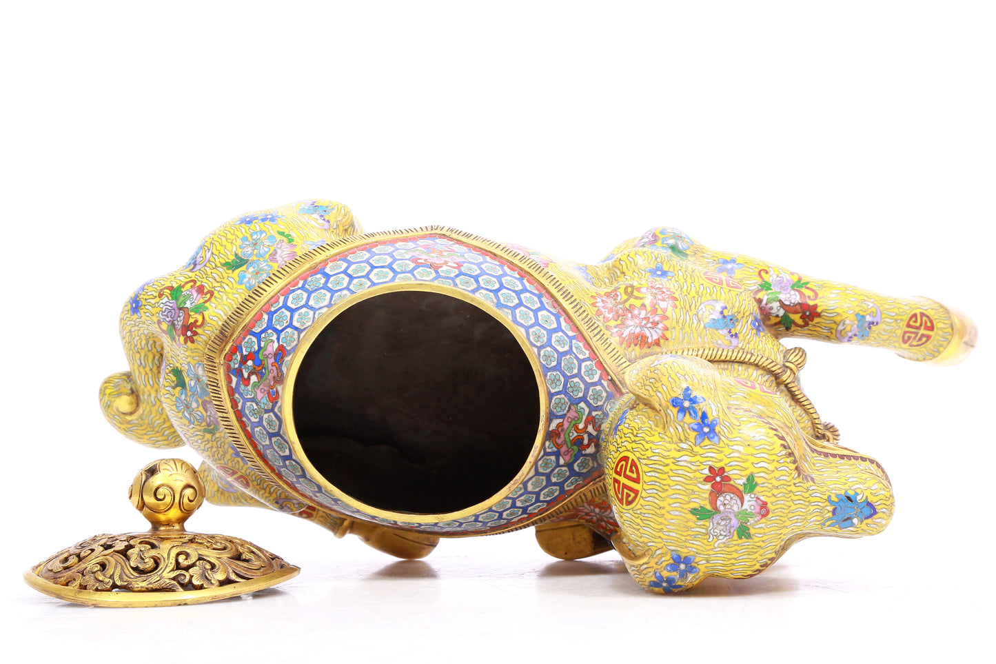 A Fabulous Cloisonne Ram-Form Censer