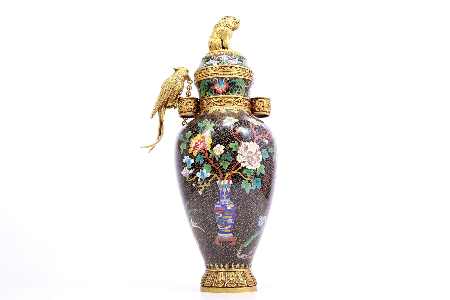 Brilliant Cloisonne 'Bird& Flower' Vase