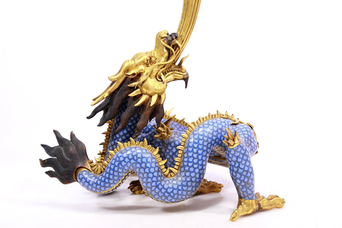 A Gorgeous Cloisonne Dragon-Form 'Auspicious Cloud' Censer