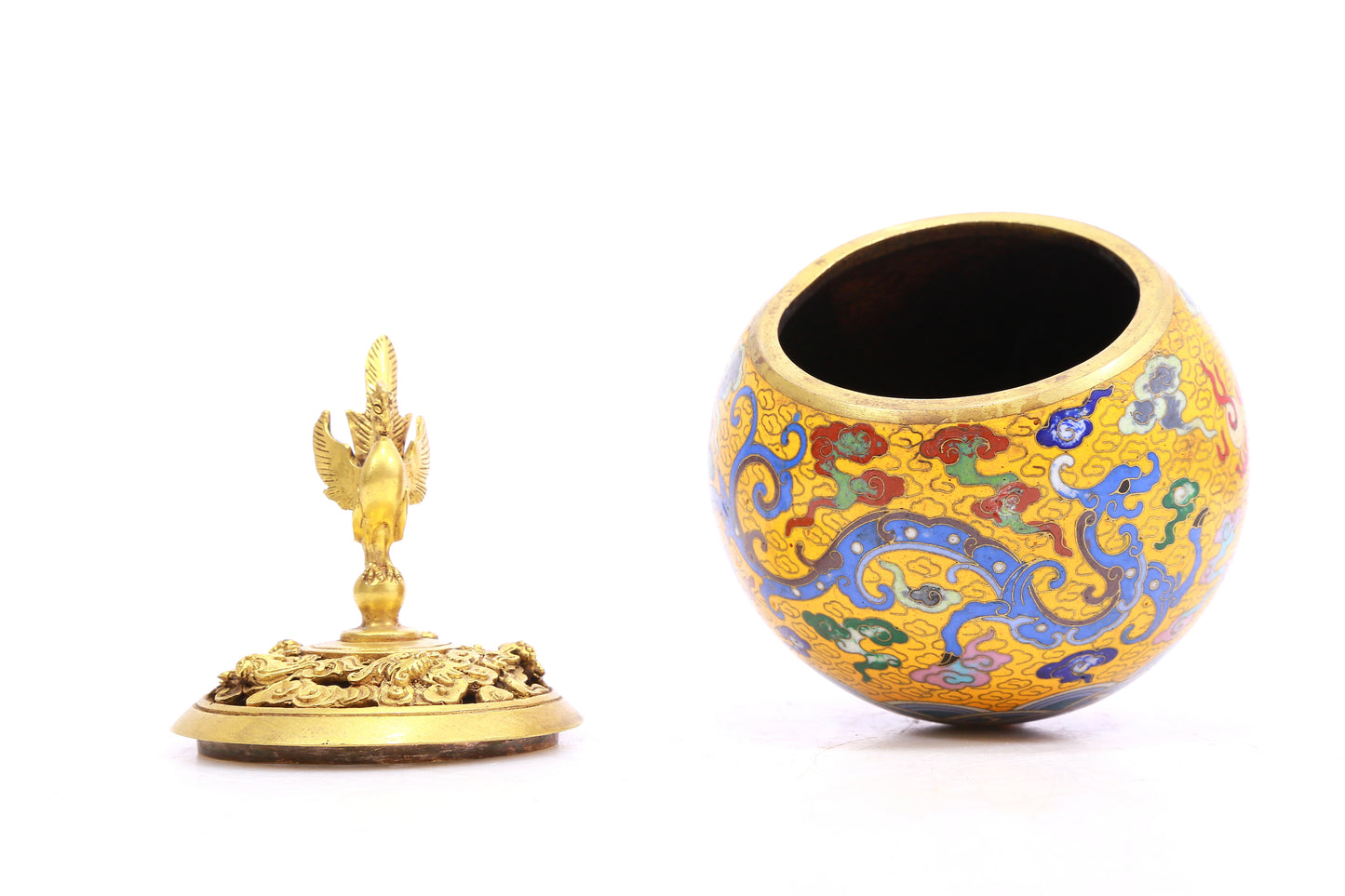 A Gorgeous Cloisonne Dragon-Form 'Auspicious Cloud' Censer