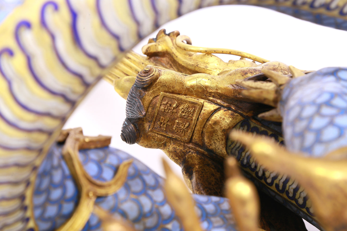 A Gorgeous Cloisonne Dragon-Form 'Auspicious Cloud' Censer