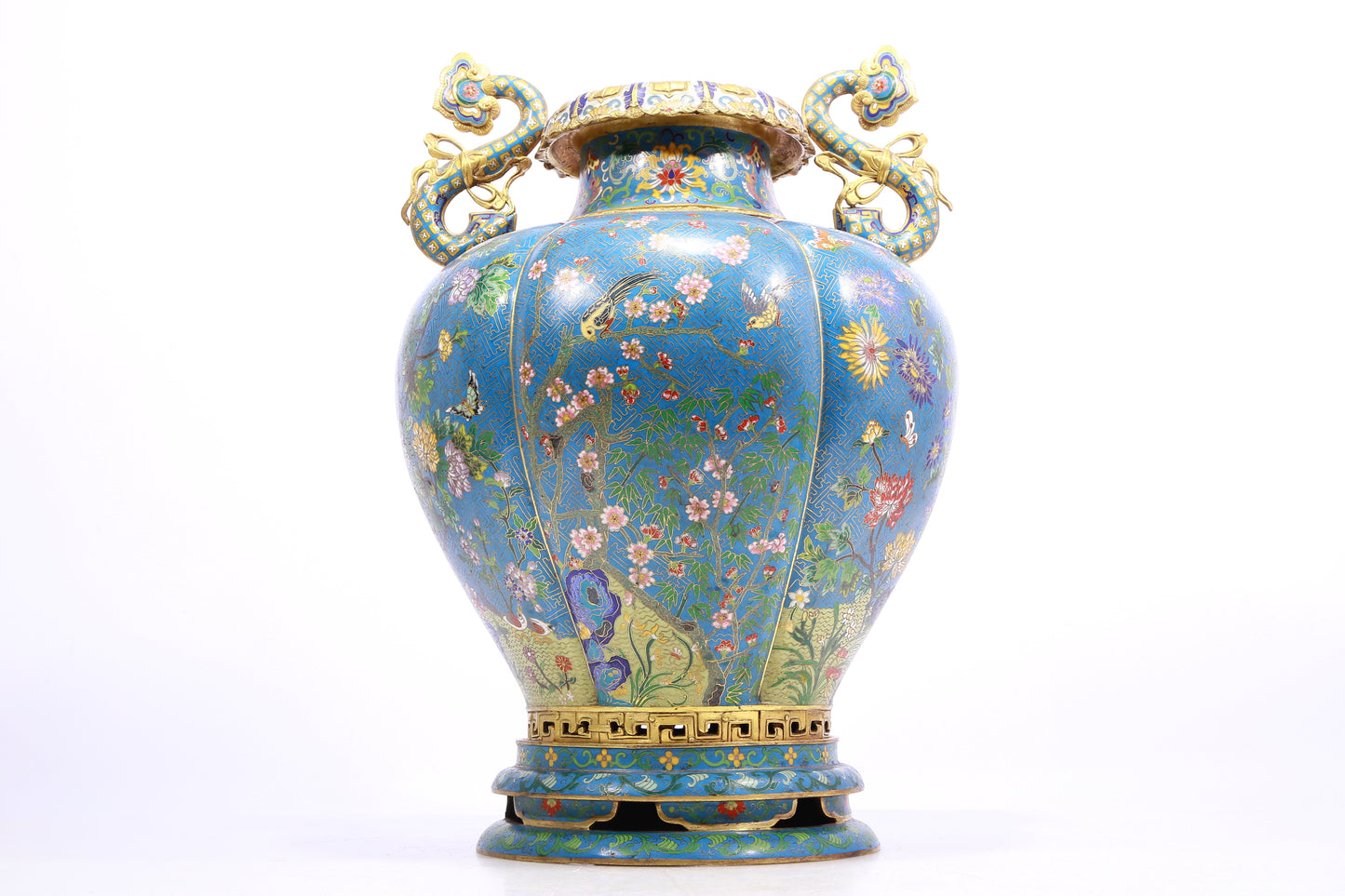 cloisonné flower and bird pattern amphora