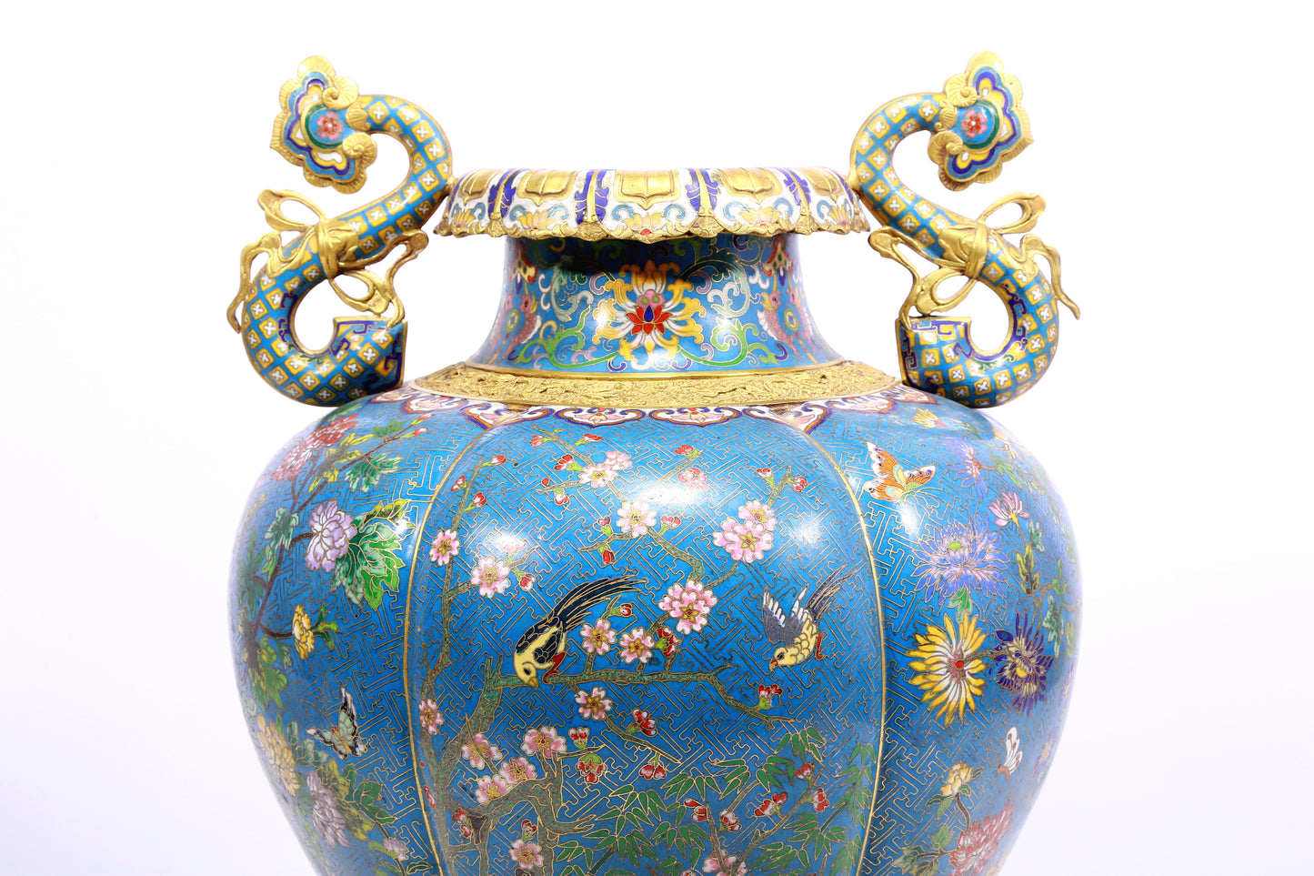 cloisonné flower and bird pattern amphora