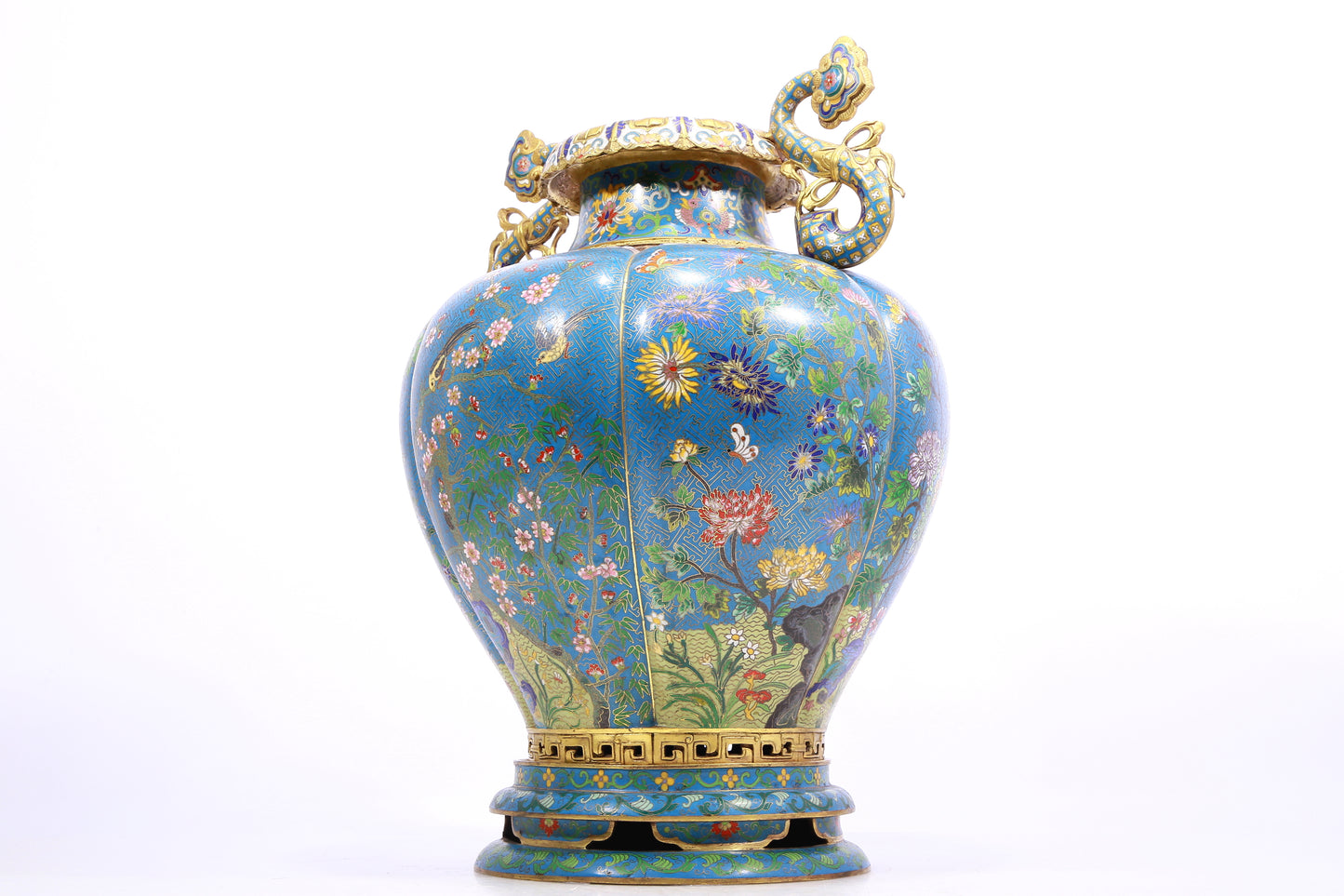 cloisonné flower and bird pattern amphora