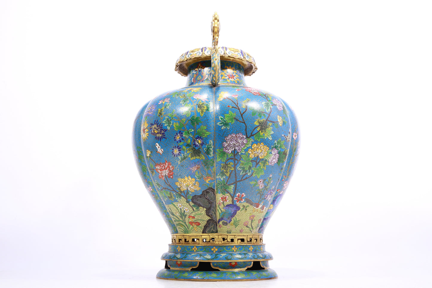 cloisonné flower and bird pattern amphora