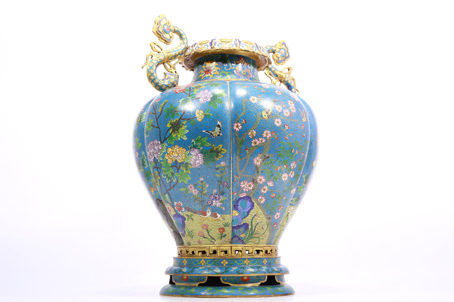 cloisonné flower and bird pattern amphora