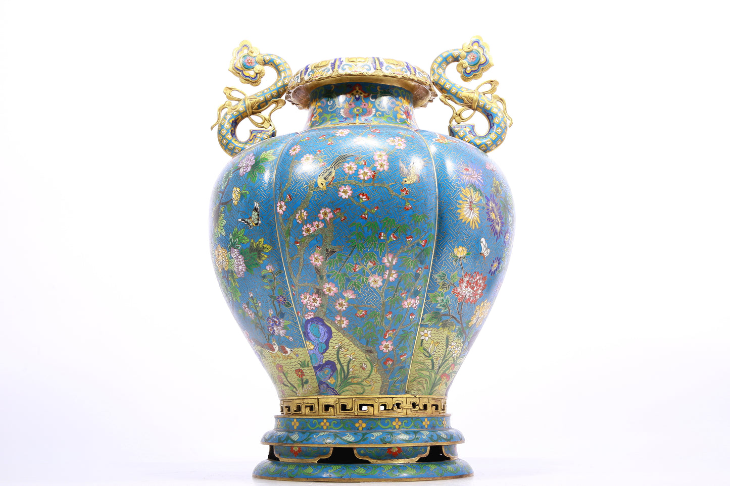 cloisonné flower and bird pattern amphora