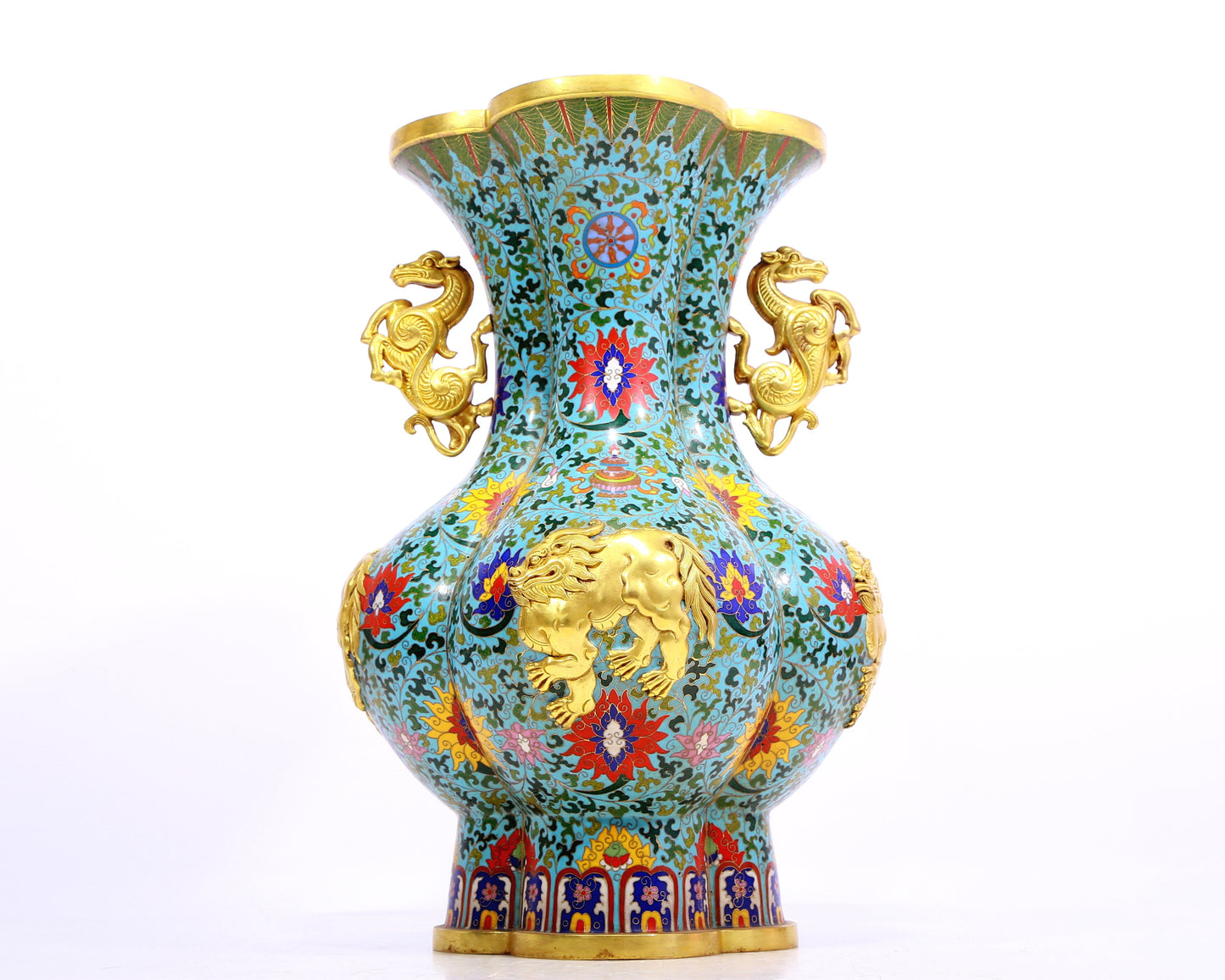 A Fabulous Cloisonne 'Scrolling Lotus' Vase