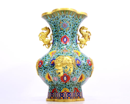 A Fabulous Cloisonne 'Scrolling Lotus' Vase