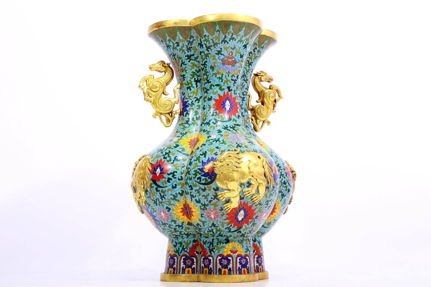 A Fabulous Cloisonne 'Scrolling Lotus' Vase