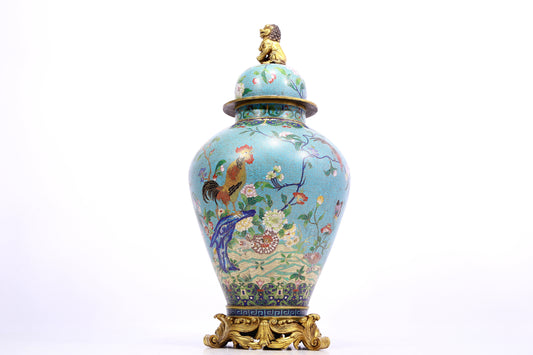 A cloisonne flower and bird pattern jar