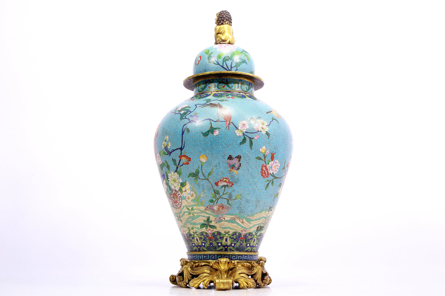 A cloisonne flower and bird pattern jar