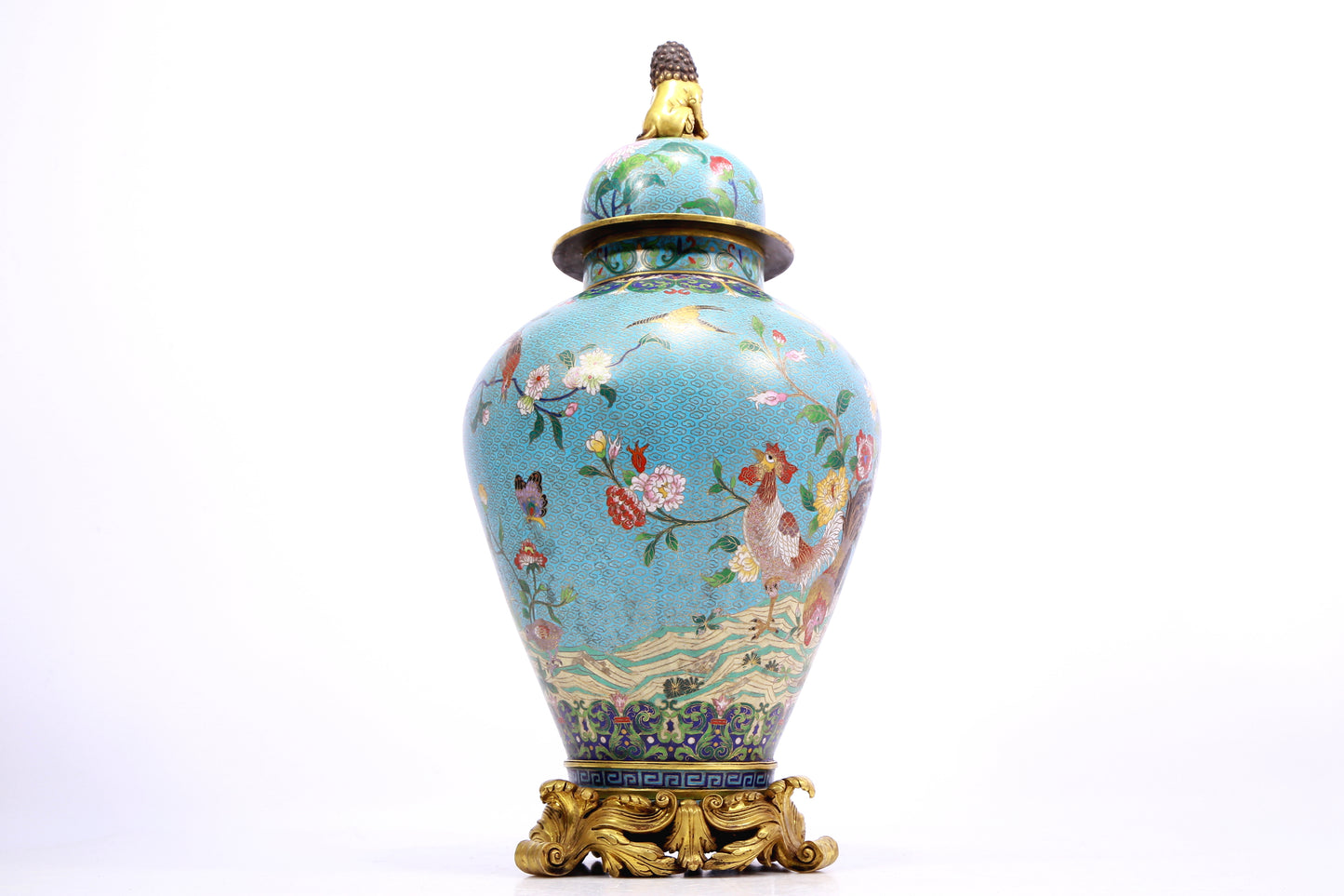 A cloisonne flower and bird pattern jar