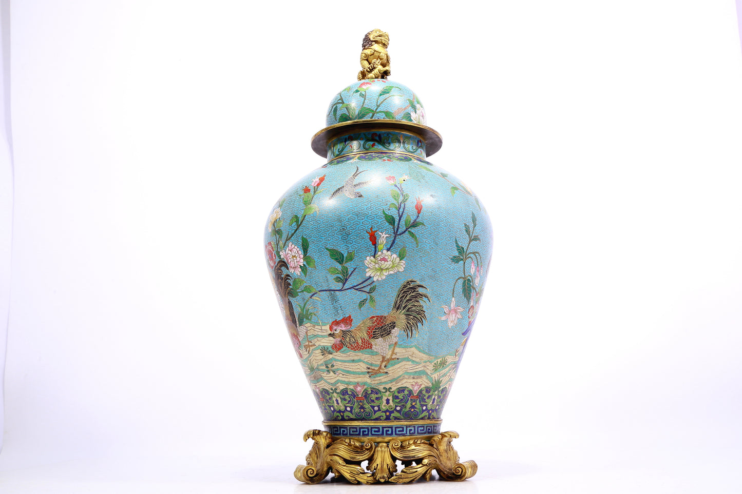 A cloisonne flower and bird pattern jar